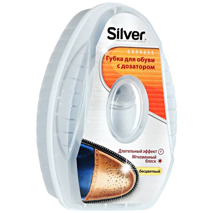 Губка-блеск д/обуви Silver с дозатором силикона натурал. 6мл