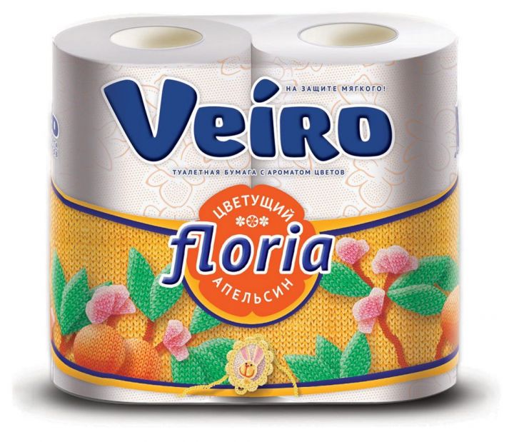 Туалетная бумага Linia Veiro Floria 2-сл 4 шт аромо/Цветущий апельсин