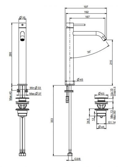 Fima - carlo frattini Spillo Tech смеситель для раковины F3031/HXSG схема 1