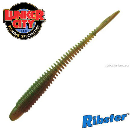 Мягкие приманки Lunker City Ribster 3''75мм / упаковка 12 шт / цвет:  Motor Oil Pepper #214