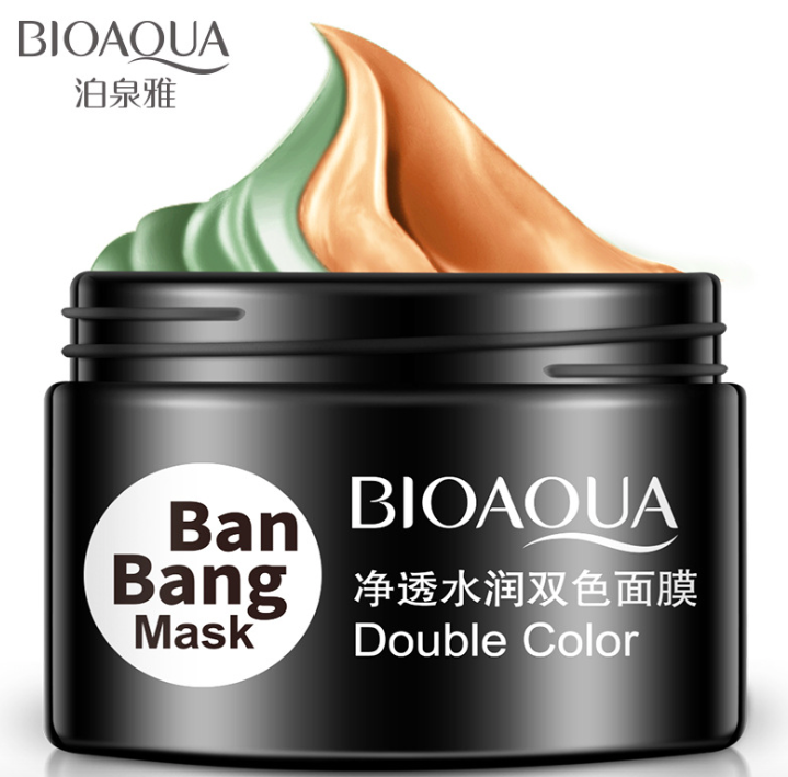Двойная маска для ухода, очищение и матирование Т-зоны и подтяжка овала лица, Bioaqua Ban Bang Double Color, 100 гр.