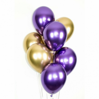 Фонтан из шаров Фиолетовые и золотые хромовые шарики 10 шт