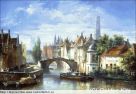 1090. Barges on the Canal in Bruges