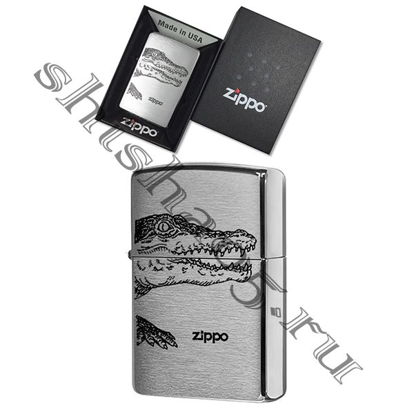 Zippo 200 - Alligator, (brushed chrome)