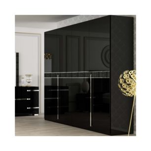 Шкаф 6-дверный с зеркалами Status Volare Black VOBBLAR06S