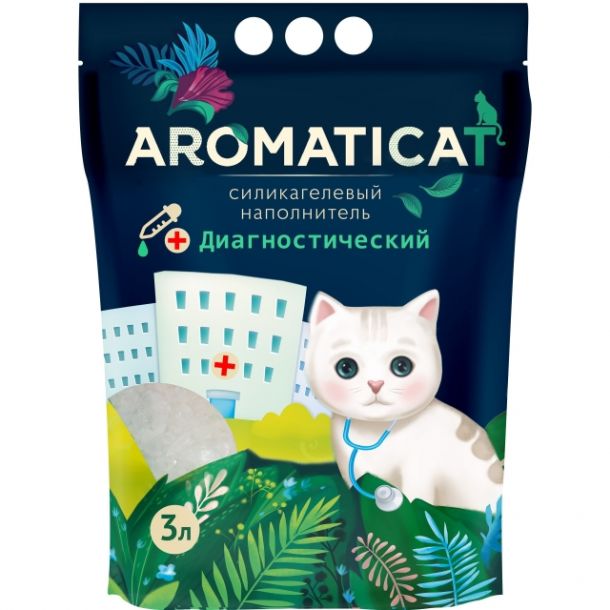 Наполнитель для кошек AromatiCat силикагелевый Диагностический 1,25 кг (3 л.)