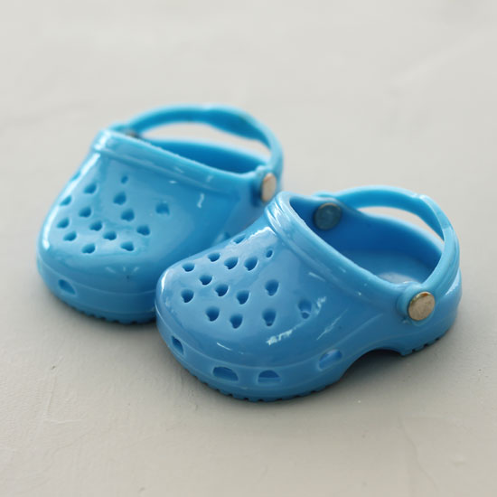 Обувь для кукол 6,5 см - кроксы голубые