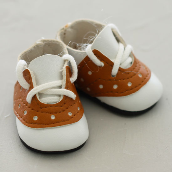 Обувь для кукол - мокасины 5 см (бело-коричневые)