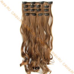 Искусственные волнистые термостойкие волосы на заколках №012 (55 см) - 7 прядей, 100 гр.
