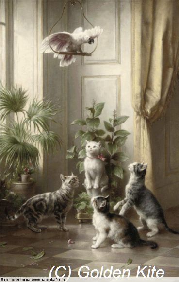 1853. Cats and the Cockatoo (large)
