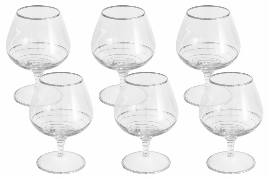 Набор бокалов для коньяка "Спираль" (серебро), 6 шт., 0.35 л