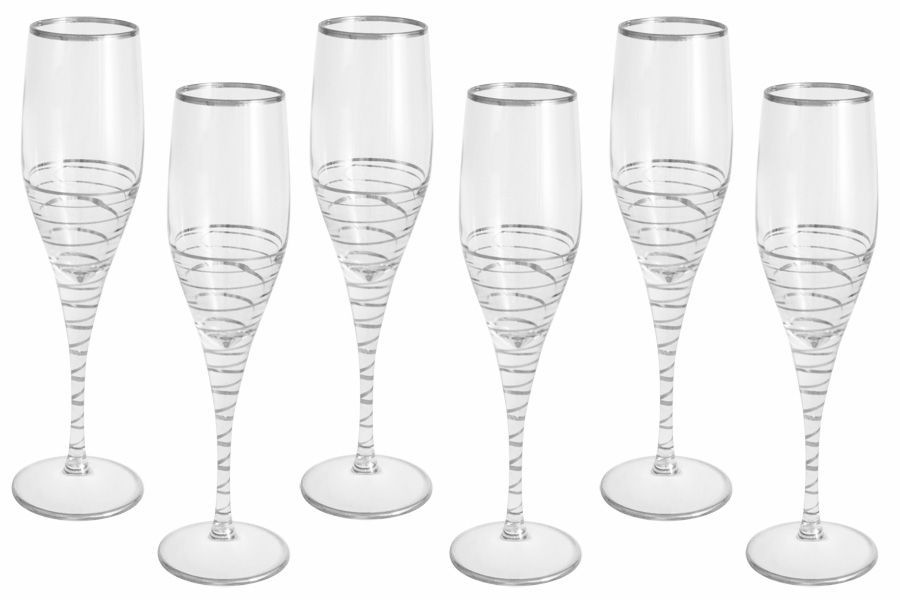 Набор бокалов для шампанского "Спираль" (серебро), 6 шт., 0.2 л