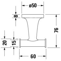 Duravit Starck T 9930 настенный крючок для ванной комнаты схема 2