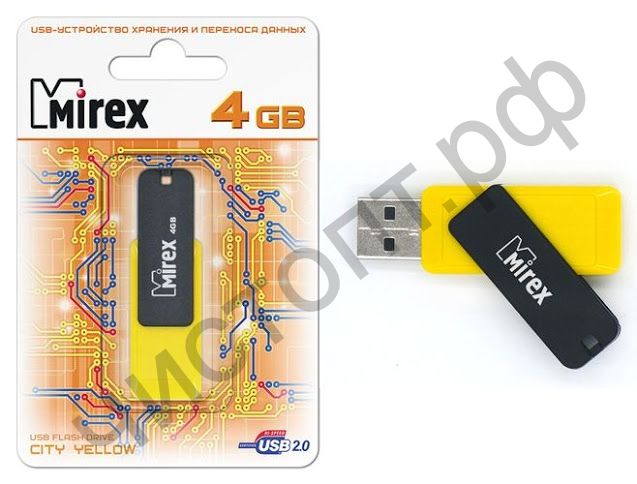флэш-карта Mirex 4GB CITY YELLOW жёлтый  BL-1