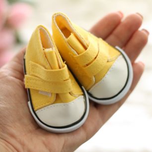 Обувь для кукол кеды на липучках 7 см  -  желтые