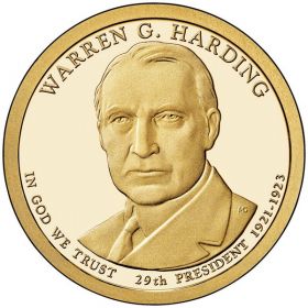 29-й президент США - Уоррен Гардинг. 1 доллар США 2014 года