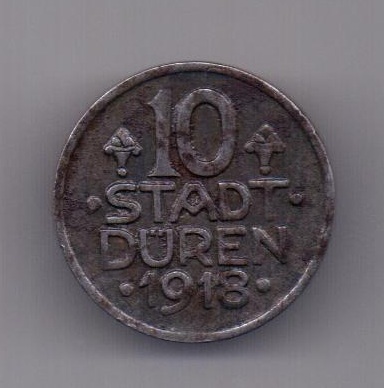 10 пфеннигов 1918 года Дюрен Германия