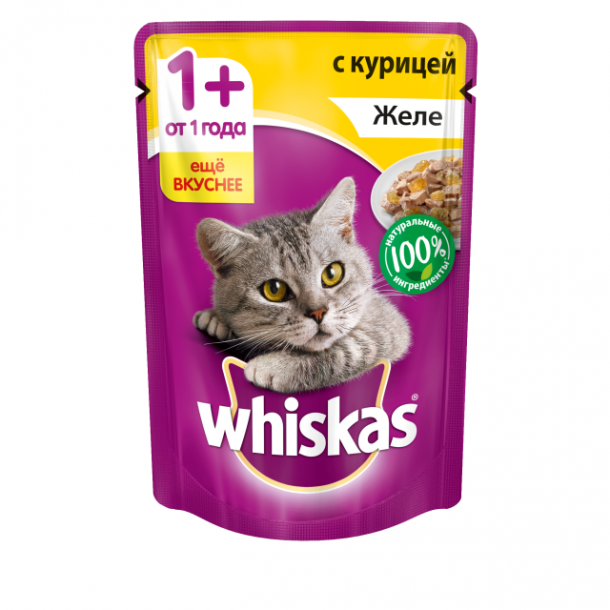 Корм для кошек Whiskas с курицей кусочки в желе 85 гр