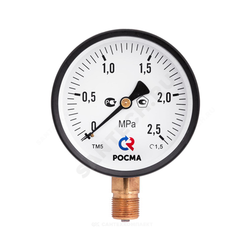 Манометр ТМ-510Р.00 радиальный Дк100мм 2,5МПа G1/2\" Росма