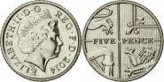 Монета 5 пенсов 2014 года Великобритания