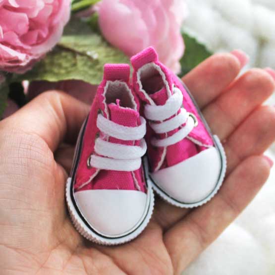 Обувь для кукол Кеды 5 см на шнурках (ярко-розовые)