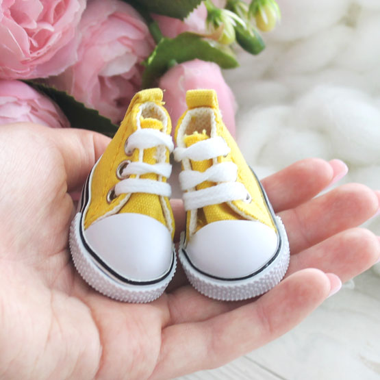 Обувь для кукол Кеды 5 см на шнурках (желтые)