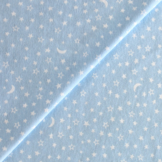 Лоскут трикотажной ткани Звезды на голубом
