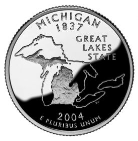 25 центов США 2004г - Мичиган, UNC - Серия Штаты и территории