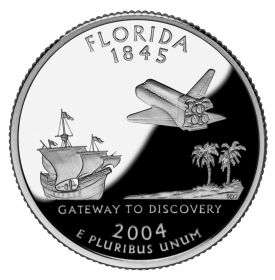 25 центов США 2004г - Флорида, UNC - Серия Штаты и территории