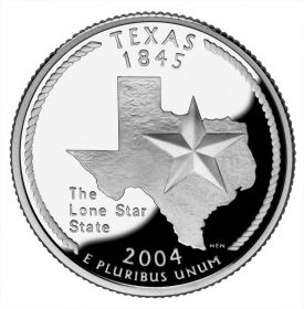 25 центов США 2004г - Техас, UNC - Серия Штаты и территории