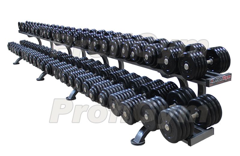 ГП-012 Обрезиненный гантельный ряд «Profigym» от 11 до 81 кг с шагом 2,5 кг