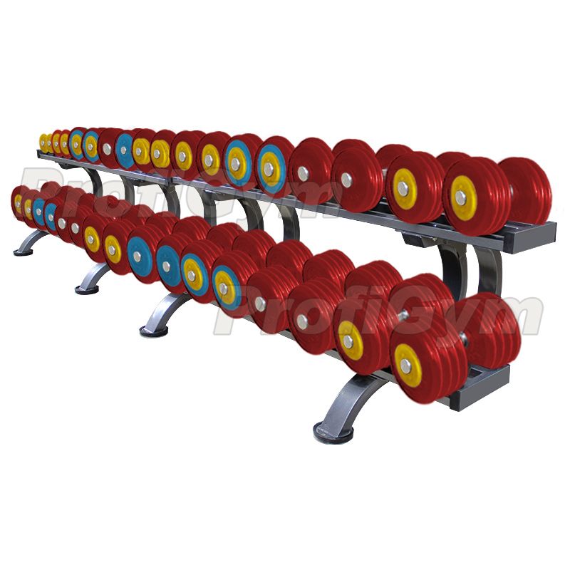 Обрезиненный цветной гантельный ряд «PROFIGYM» от 11 до 43,5 кг с шагом 2.5 кг