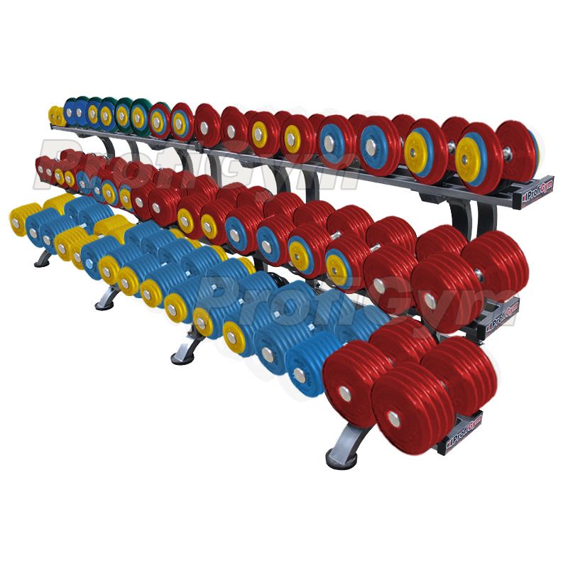 Обрезиненный цветной гантельный ряд «PROFIGYM» от 11 до 71 кг с шагом 2.5 кг
