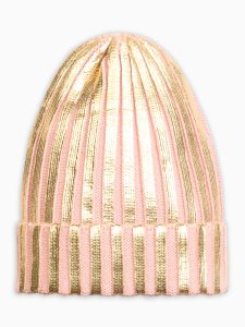 GKQ3109 Шапка розовая с золотым напылением для девочки Pelican