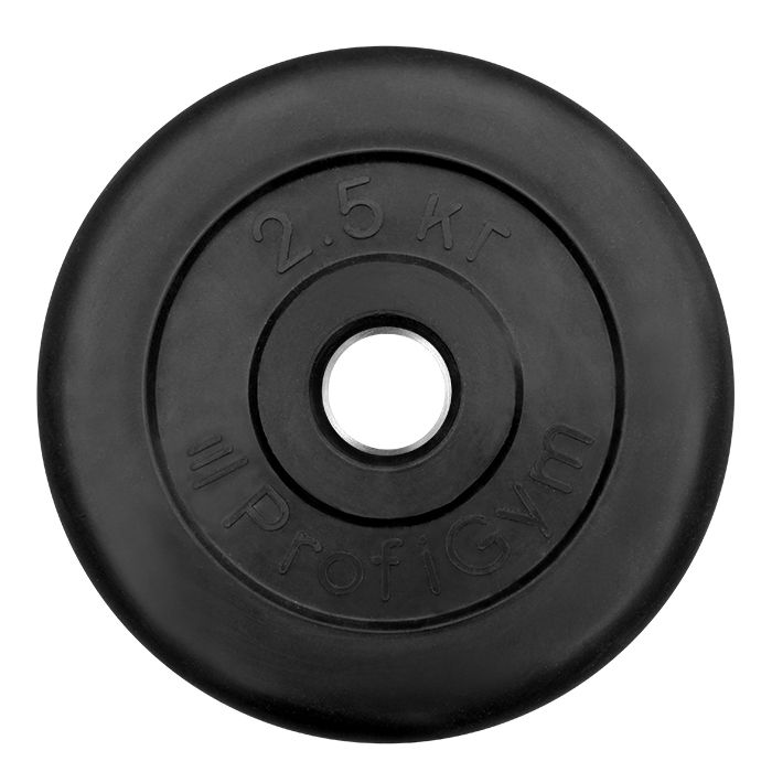 Диск «Profigym» тренировочный обрезиненный 2,5 кг черный 31 мм (металлическая втулка)