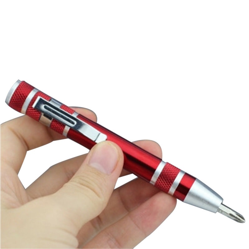 Карманная Отвертка В Виде Ручки 8 in 1 Precision Pocket Screwdriver, Цвет Красный