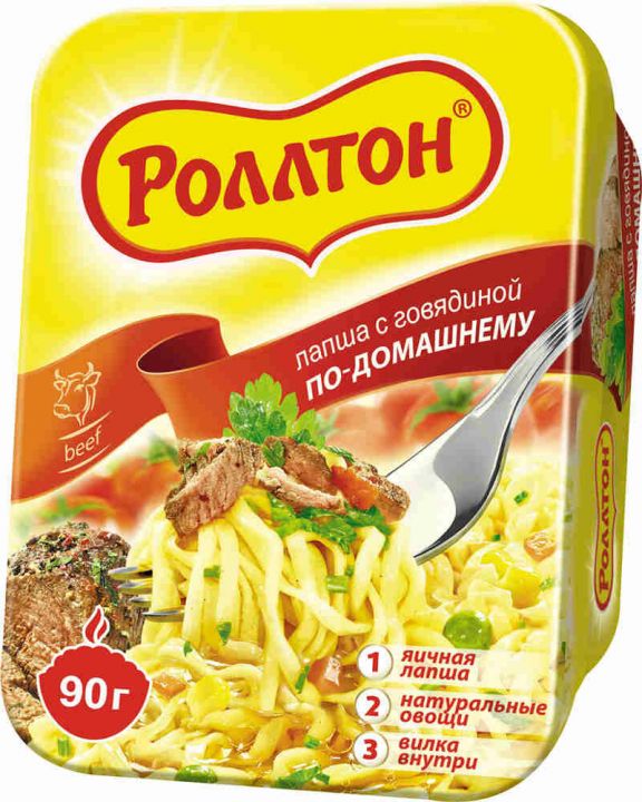 Лапша Роллтон с говядиной по домашнему острая т/ч 90г