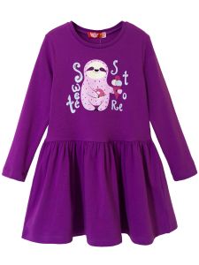 8198 Платья фиолетовое для девочки с длинным рукавом