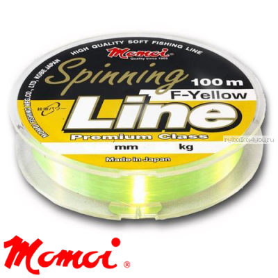 Леска монофильная Momoi Spinning Line F-Yellow 100 м / цвет: желтый