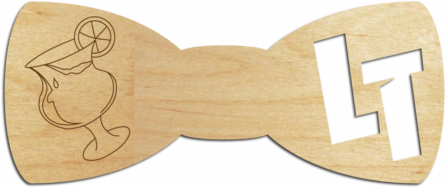 Деревянный галстук-бабочка простая с бокалом