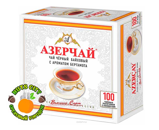 Азерчай черный байховый с ароматом бергамота 100 пакетиков