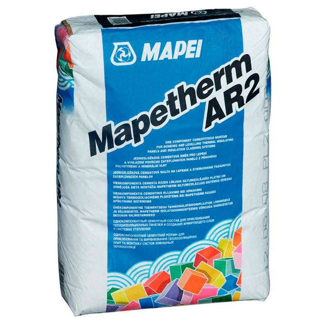 Штукатурка Mapei (Мапей) Mapetherm AR2 (Мапетерм АР2) цементная для теплоизоляционных панелей 25кг