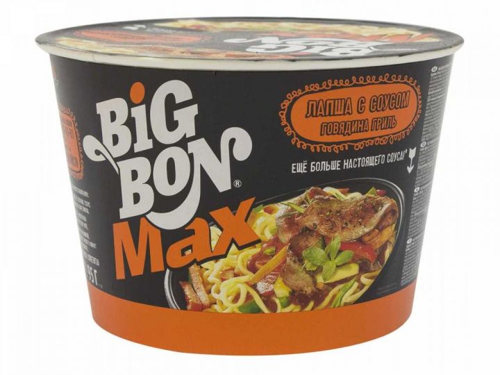 Лапша BigBon говядина с соусом гриль 95г (Ведро)