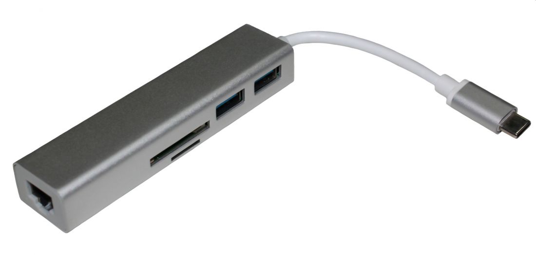 Хаб USB Type-C 2*USB3.1+CardReader+Ethernet