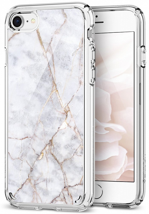 Чехол Spigen Ultra Hybrid 2 Marble для iPhone 8 белый