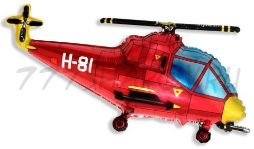Фигура, Вертолет, Красный, 97 см с гелием