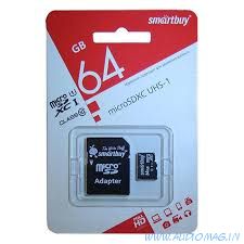 SmartBuy Карта памяти microSD 64Gb 10 class +АДАПТЕР