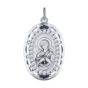 Серебряная иконка «Икона Божьей Матери Семистрельная» 94100242 SOKOLOV
