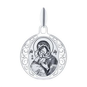 Серебряная иконка «Икона Божьей Матери Владимирская» 94100246 SOKOLOV