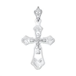 Крест из серебра с гравировкой 94120071 SOKOLOV